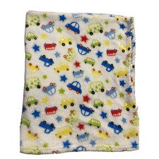 Swiggles Baby Blanket Cars Trucks White Vans Vehicles Stars Plush 28.5x35"