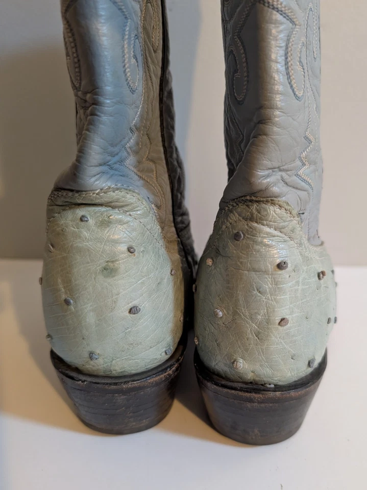 Botas de cowgirl femininas Tony Lama tamanho 8 couro azul cinza - Imagem 3 de 4