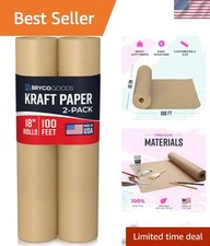 Pack of 2 Brown Kraft Packing Paper Rolls - 18" x 100' 1200  - Moving Supplie...