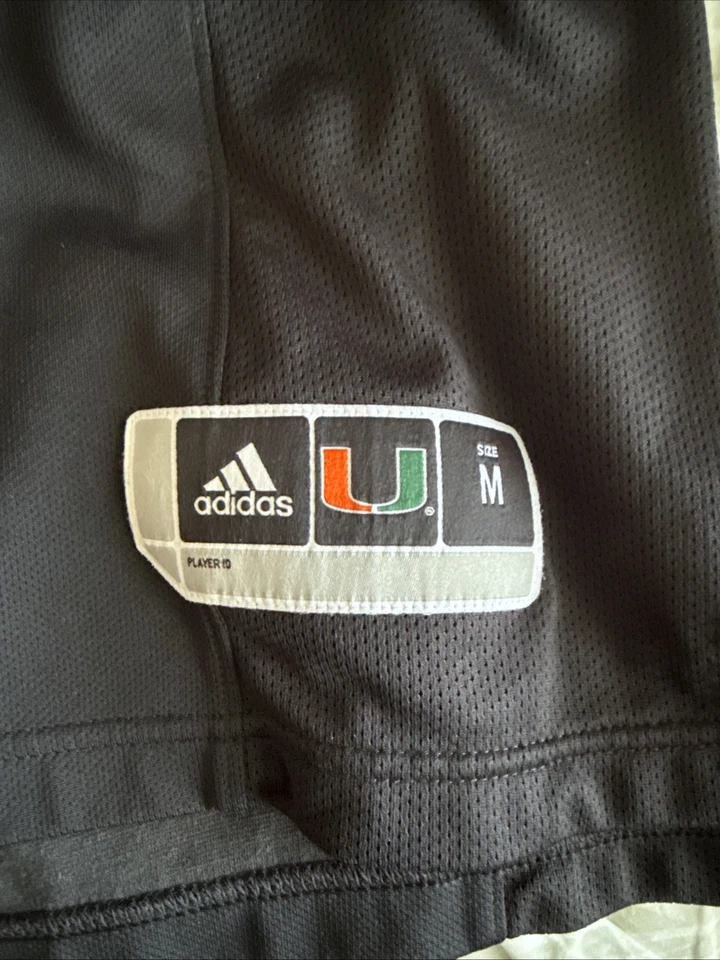 Camiseta de fútbol americano Adidas #1 Miami Hurricanes Premier Strategy para hombre talla M - negra Foto 3 de 4