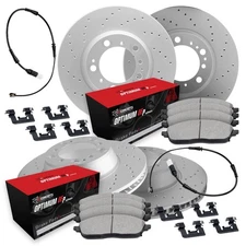 For Mercedes-Benz E55 AMG 03-06 Drilled Front & Rear Brake Kit w Optimum Pads
