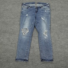 Torrid Jeans Women 18R Blue Boyfriend Straight Vintage Stretch Distressed Ripped