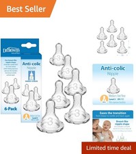 Natural Flow Level 3 Narrow Baby Bottle Nipple, Medium-Fast Flow, 6m , 100 S...