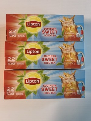 3 Lipton Southern Sweet Tea Iced  Drink Mix Family Size Tea Bags 90.7g Ex 7/26