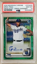 2020 BOWMAN CHROME ERICK PENA 75/99 PROS. AUTO-GREEN SHIMMER PSA GEM MINT 10