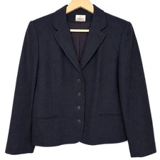 VTG Country Suburbans Navy Wool Blend Blazer Jacket Women 12 USA Classic Career