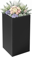 Metal Planter Box for Outdoor, 15" L x 15" W x 30" H Heavy Duty Tall Rectangle
