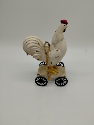 Pollo su carro ruote carrello 6" ornamento casale di campagna carino - Foto 3 di 6