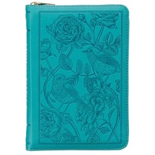 KJV Bible Compact Bible Faux Leather Teal W/Zipper (Leather / Fine Binding)
