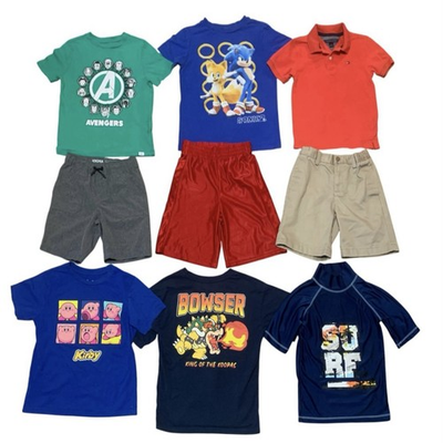#ad Boys Size 6 7 Clothing Lot Summer T shirts Shorts Sonic Avengers Kirby Bowser $34.99