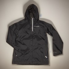 COLUMBIA Boy's Medium 10/12 Black Full Zip Hooded Windbreaker Jacket