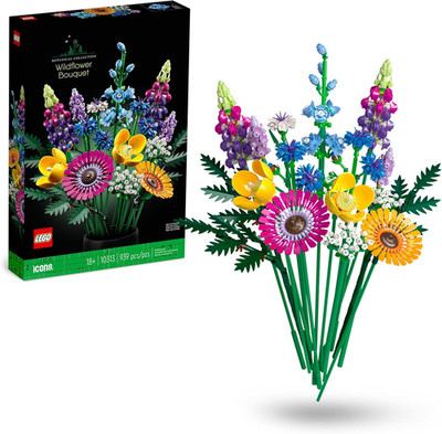 LEGO Botanicals Wildflower Bouquet Set - Artificial Flowers with Poppies and Lav