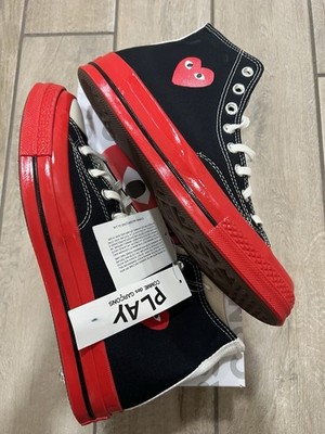 Converse Chuck Taylor All Star 70 Hi Comme des Garcons PLAY Black Red Size 9