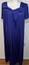 Only Necessities Blue Floral Lace Trim Long Nightgown 1X Plus Size 22/24