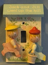 Vintage Irmi Wood Nursery Rhymes Jack  Jill Light Switch Plate Cover-IRMI