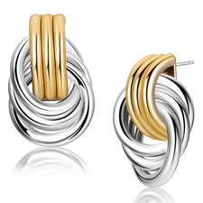 Knot Link Earrings for Women, Chunky Circle Drop Dangle Earrings, Studs Trendy