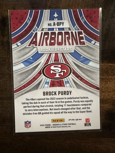 2024 Rookies & Stars Airborne Silver #A-BPY Brock Purdy - Picture 3 of 4