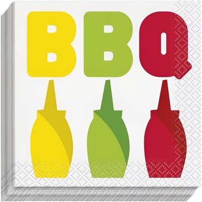 Unique Multicolor BBQ Paper Napkins 16 Pack Classic Design, Perfect for Parties