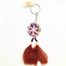 Dreamcatcher Keychain Seed Bead Feathers Vintage Southwestern Key Chain