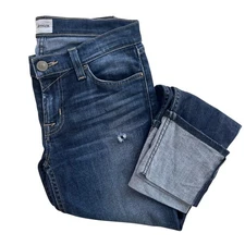 Hudson Women 26 Dark Wash Distressed Muse Crop Skinny Jeans W/5 in Cuff WC421DXA