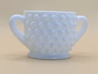 VTG Fenton White Milk Glass Hobnail Open Sugar Bowl Two Handles 2” Tall