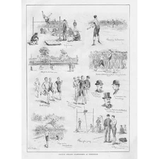 Amateur Athletics Championships at Birmingham - Antique Print 1884