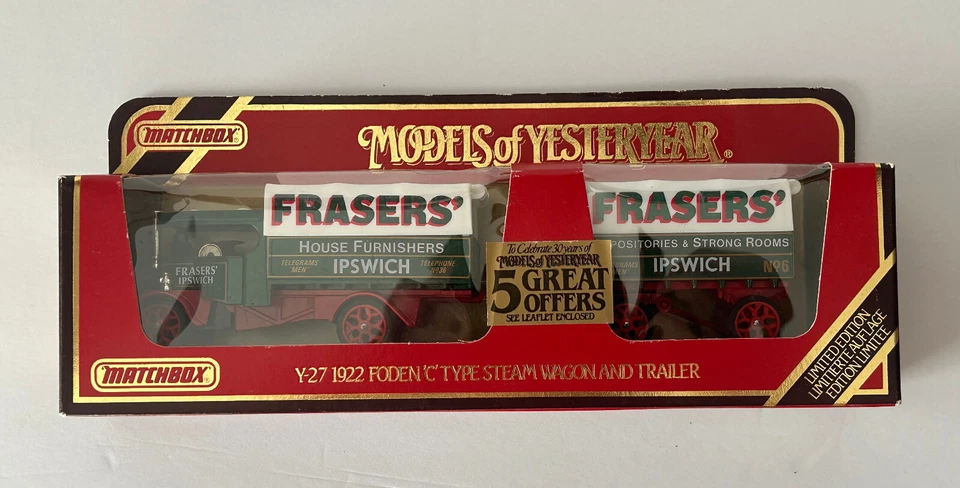 Matchbox Models Of Yesteryear Y-27 1922 Foden Type Steam Wagon + Trailer Frasers - Image 3 of 3