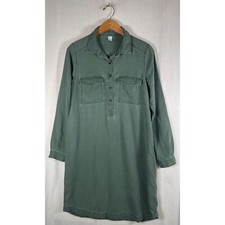 Old Navy Womens Size M Army Green Tencel/ Lyocell Shirt Dress Popover Button L/S