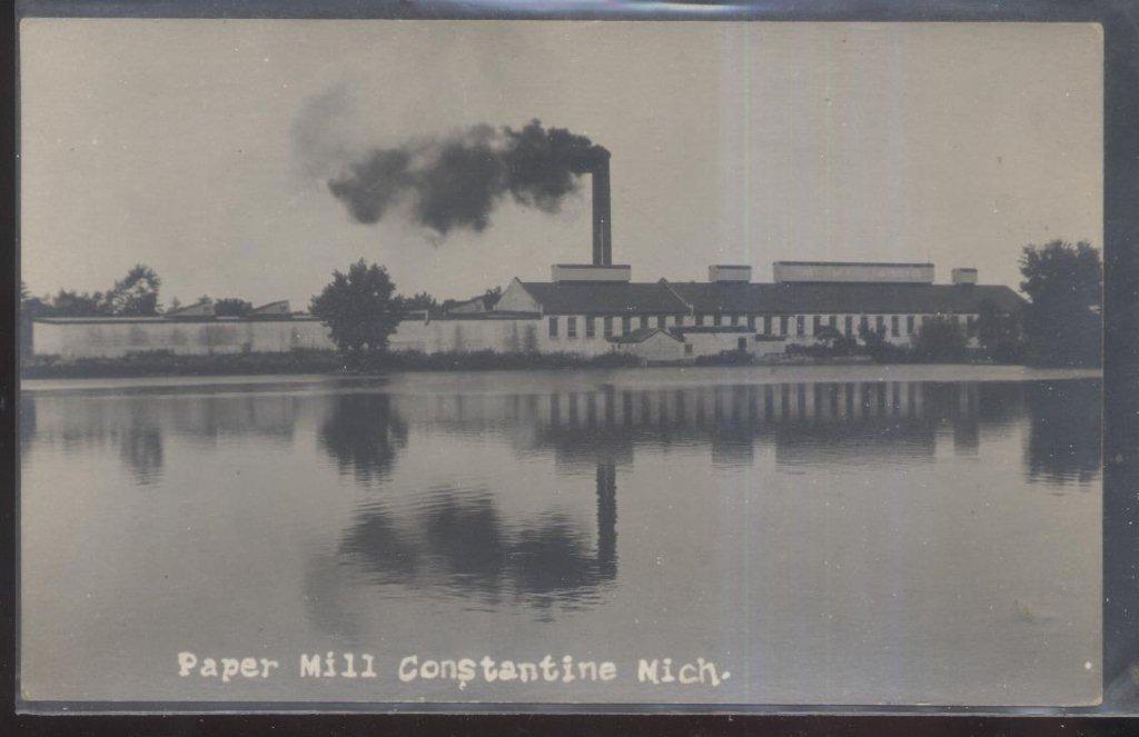 REAL PHOTO POSTCARD CONSTANTINE MI LOCAL AREA PAPER MILL FACTORY PLANT 1910'S eBay