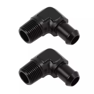 1/2'' NPT Male to 5/8'' Barb Fitting Adapter 90 Degree Aluminum Black 2Pcs