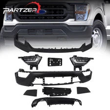 Fits 2021-2023 Ford F-150 Front Bumper Assembly Kit Halogen Fog W/o Sensor Hole