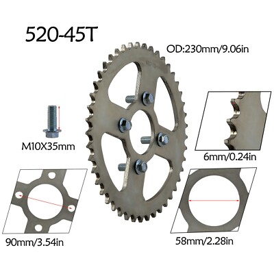 58mm 45T 520 Chain Rear Sprocket for Dirt Pit Bike ATV Kawasaki