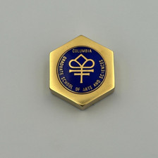 Polished Brass Columbia Graduate School Of Arts And Sciences Hexagon Paperweight