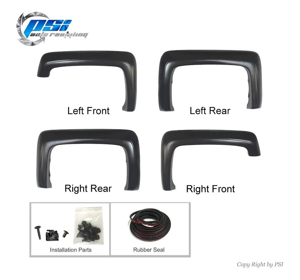 Black Paintable Extension Fender Flares 14-18 Silverado 1500 ;15-18 2500 / 3500 - Image 2 of 3