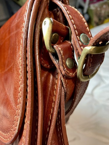 Borsa a mano vintage in pelle marrone marrone scuro DR Pelletterie Firenze borsa italiana tracolla - Foto 19 di 19