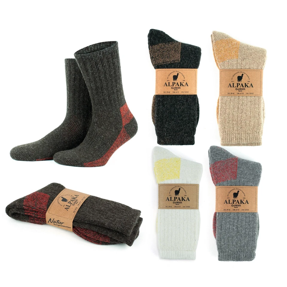 GOWITH Alpaca Wool Socks, Cushioned Thermal Winter Hiking Sock Cosy Christmas Socks