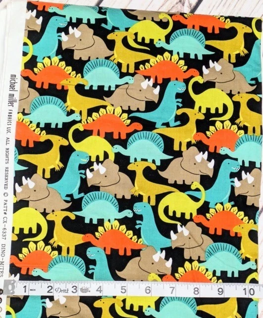 Cotton Quilt Fabric lot 6 yd Dinos Michael Miller DinoMites Riley Blake Dinosaur - Image 3 of 4