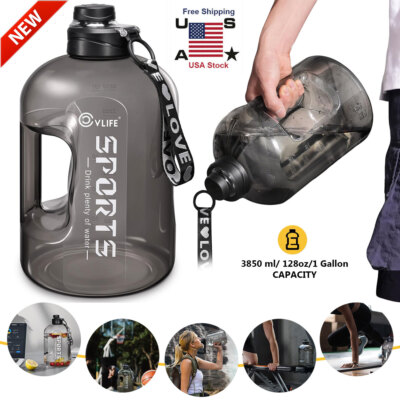 #ad 1 Gallon Water Bottle Jug w Handle Large Capacity BPA Free Plastic Water Bottle $19.94