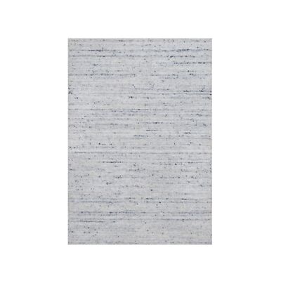 2'x3' Gray Hand Loomed Modern Striae Design Tone on Tone Wool Mat Rug R90786