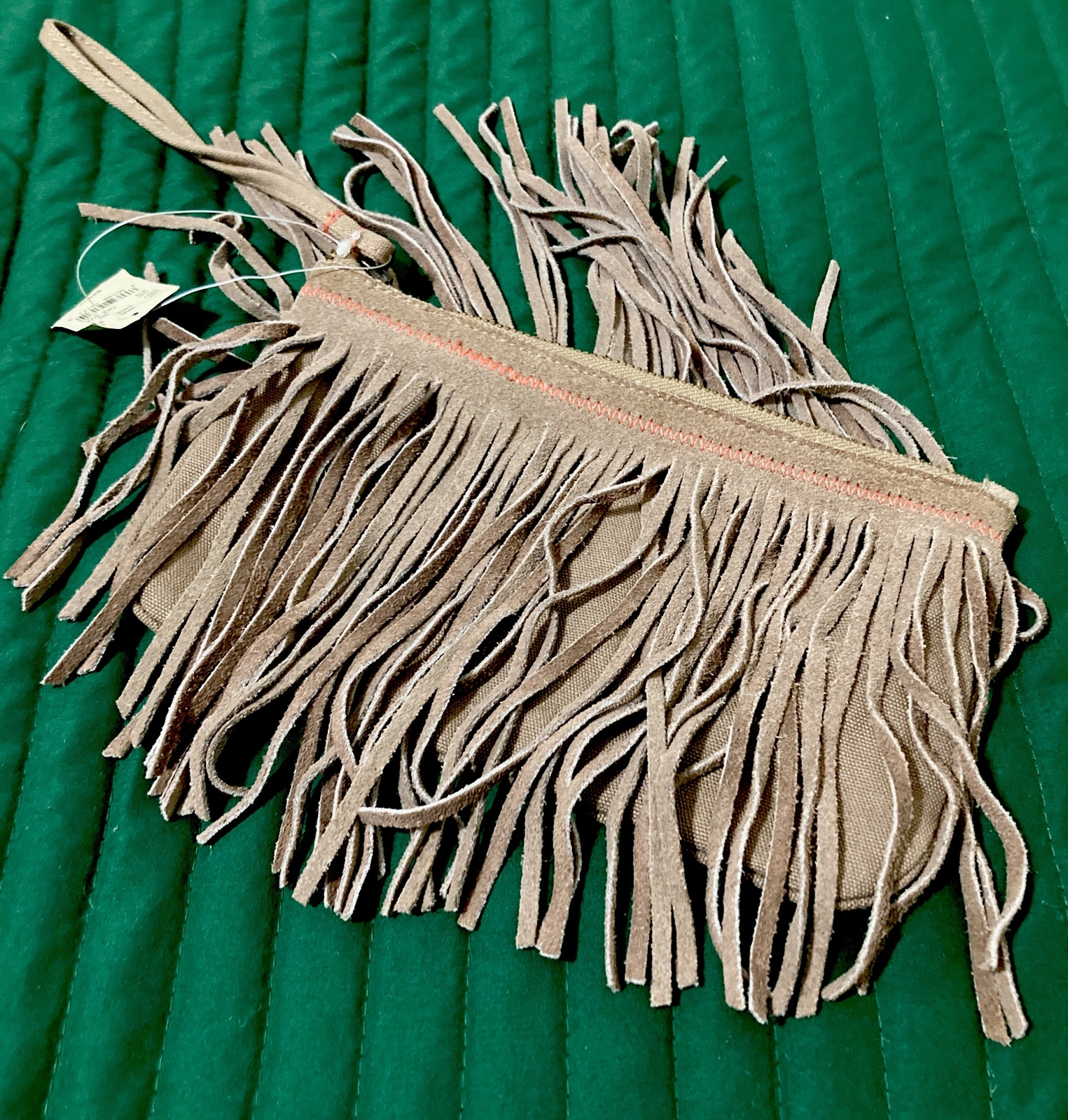 AMERICAN EAGLE Tan Cow Suede Fringe Wristlet eBay