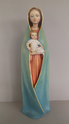 Mutter Gottes schlicht modern 57 cm hoch Lindenholz bemalt Holzfigur N1
