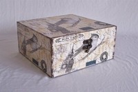 510 Massivholz Box Leinenoptik Schatzkiste Holzkiste Holzbox Truhe 26X26X12 Cm