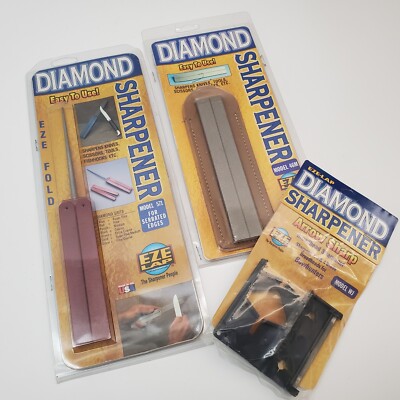 Lot 3x EZE-LAP Diamond Sharpener Model 571/46M/WJ Knife Scissor Arrow Sharpening