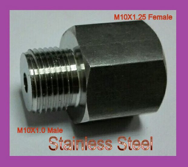 M10 M10X1 M10X1.0 Male to M10X1.25 Female Metric Fitting Gauge Adapter