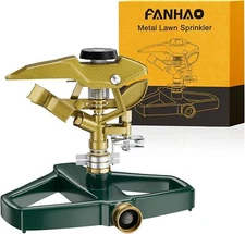 FANHAO Heavy Duty Pulsating Impact Lawn Sprinkler with Metal Base, 100% Metal Ad