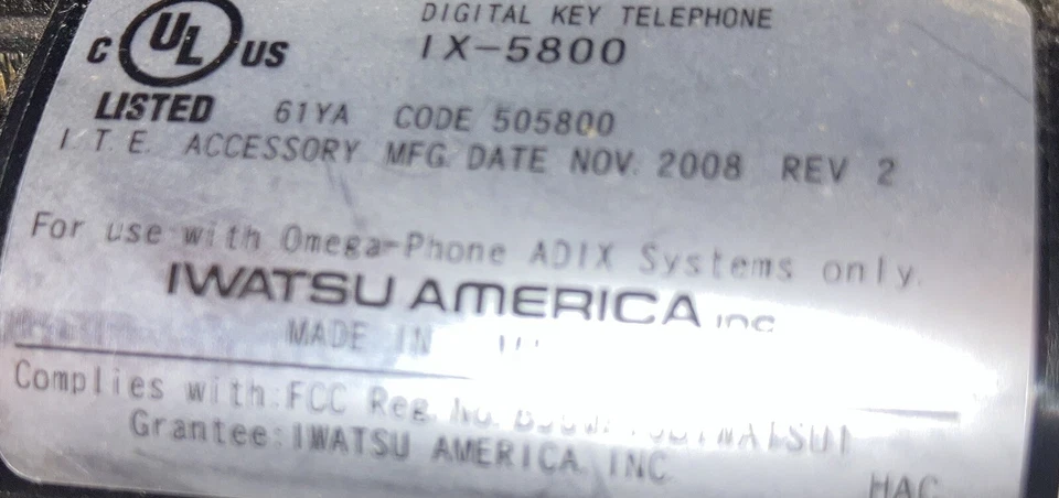 Teléfono con llave digital Iwatsu IX-5800 teléfono Omega sistemas AD1X Foto 4 de 4