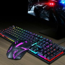 TF200 T-Wolf Rainbow Backlit Gaming Compact Design 61 Keys Keyboard  Mouse Set