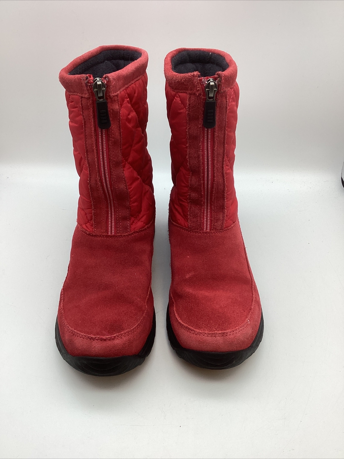 Lands' End Winter Boots Women's size 8b Quilted Red Suede Snow Zip eBay