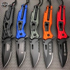 6-in-1 Tool Military Tactical Spring Assisted Open Folding Pocket Knife Rescue