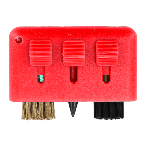 GROOVE CLEAN - 3 IN 1 GOLF CLUB CLEANER - BRASS & NYLON BRUSH +SPIKE / TWIN PACK - Picture 8 of 9